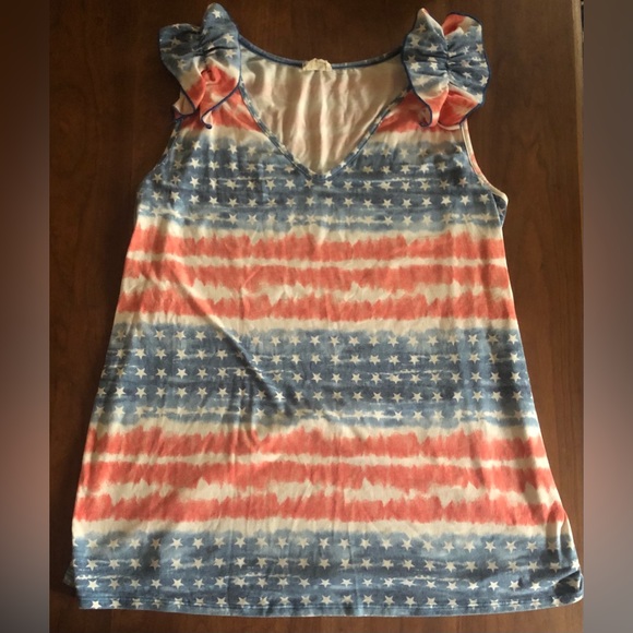 Women’s XL Patriotic Tank Top with ruffle sleeves by Lovely Melody - Picture 1 of 3